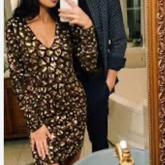 Alice + Olivia Gold and Bronze Sequin Dress size 2 - Picture 3 of 6